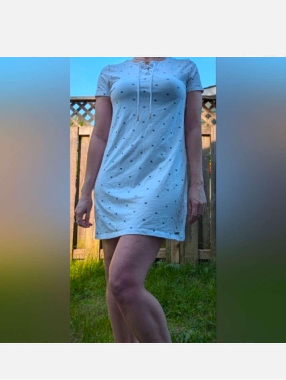Tommy Hilfiger Blue And White Ship Wheel Design Mini Shirt Dress